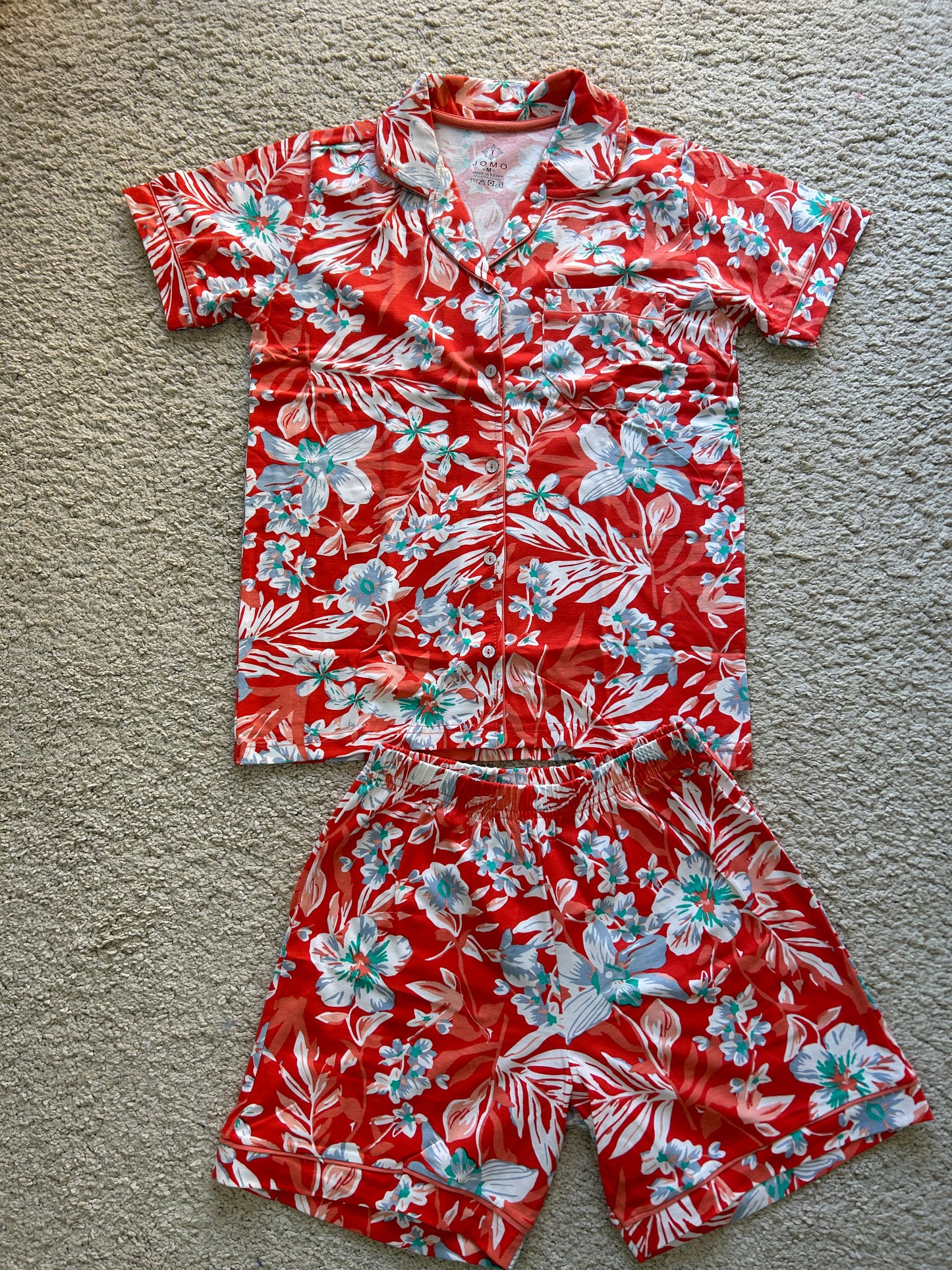 Colorful buttoned cotton short pyjamas
