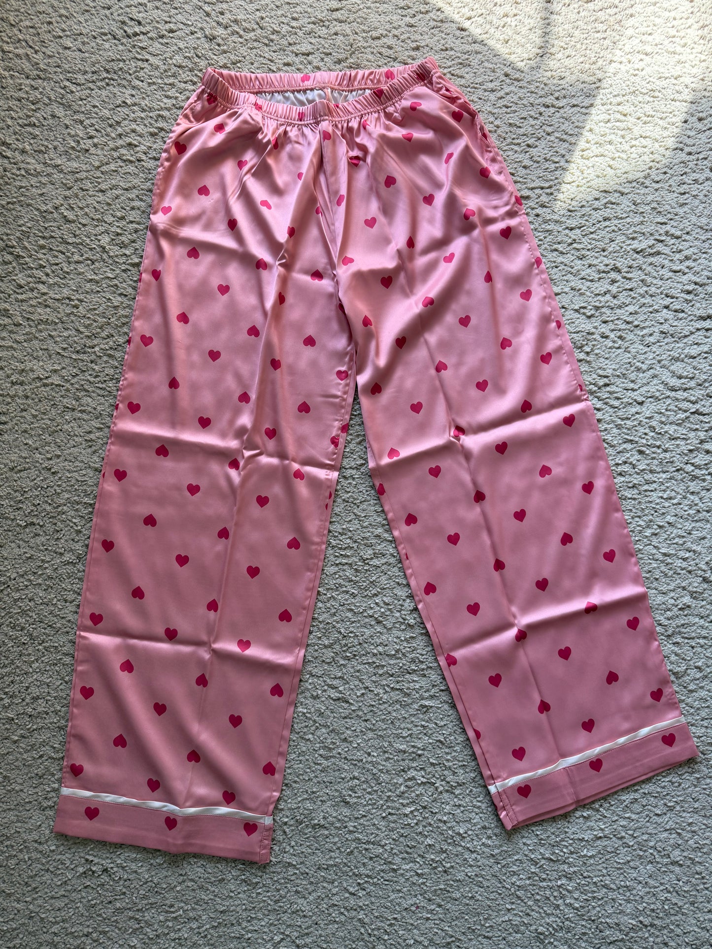 Cozn Pink hearted silky satin pants