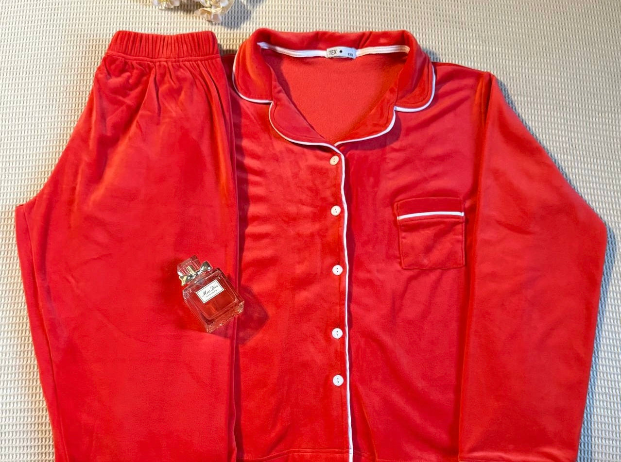 Plain classic velvet pj