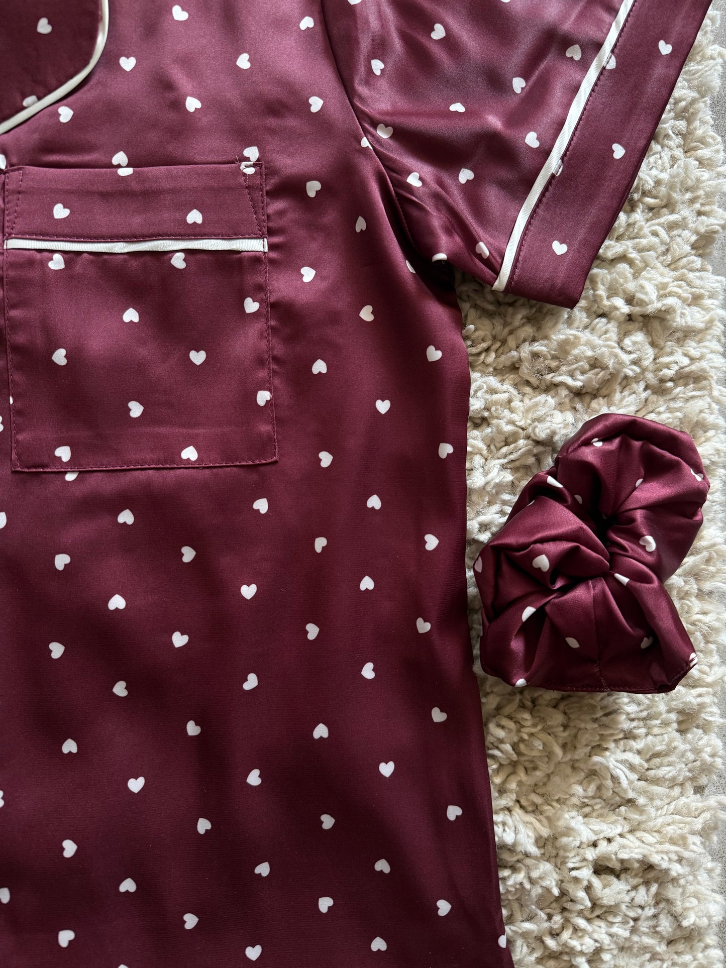 Cozn “Burgandy Love” satin short pj 💌