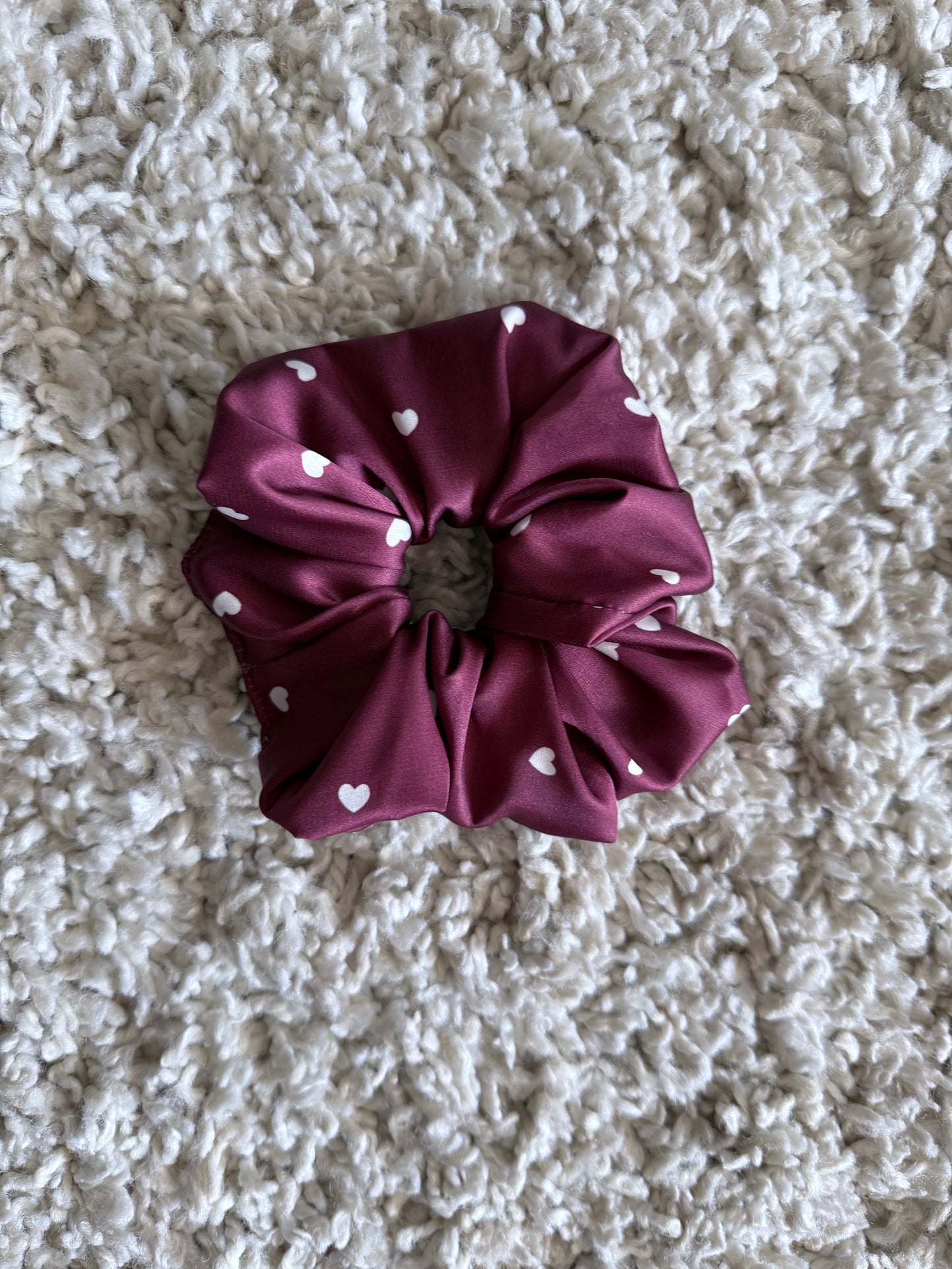Cozn -Burgandy love silky satin scrunchie 💌