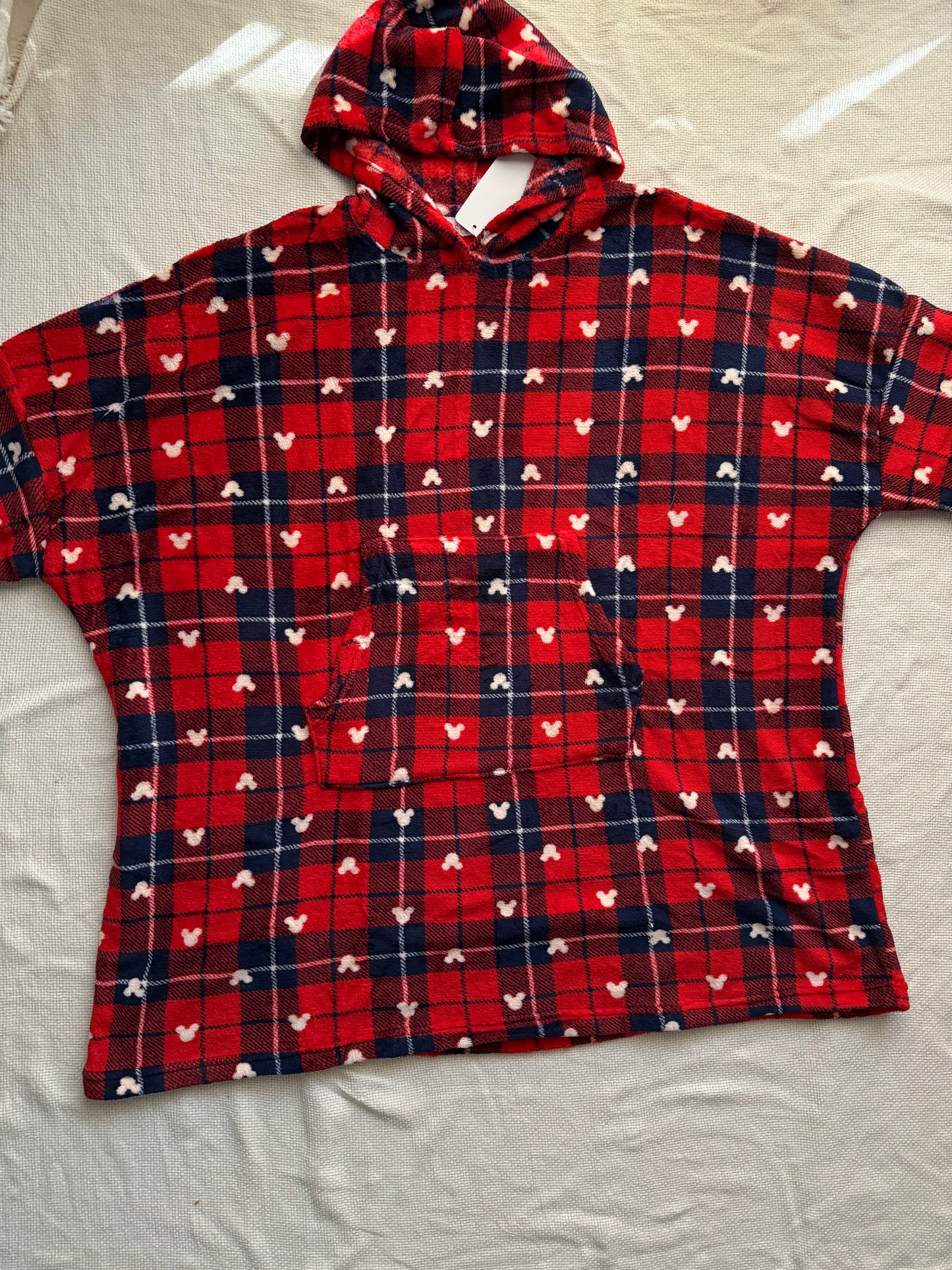 Plaid mickey hoodie blanket