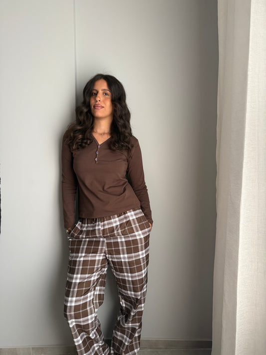 Cozn- The Checkered PJ Chocolate Brown Edition 🤎