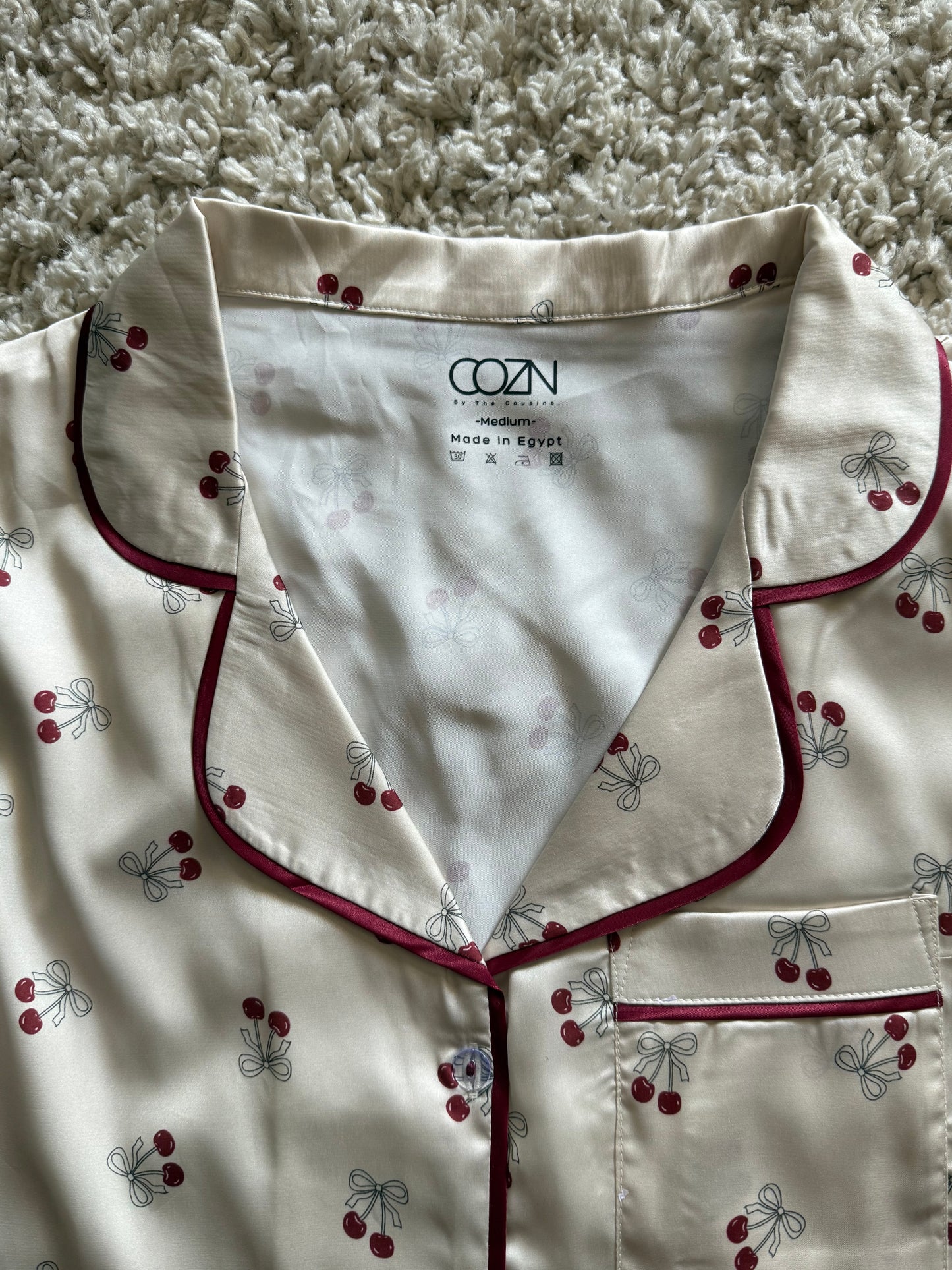 Cozn “The Cherry Bow” satin short pj🍒