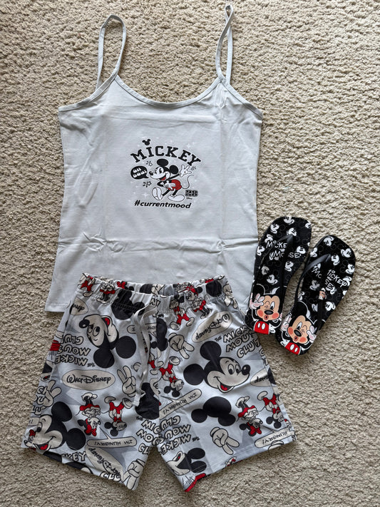 Mickey strappy short pj + matching flipflops🖤