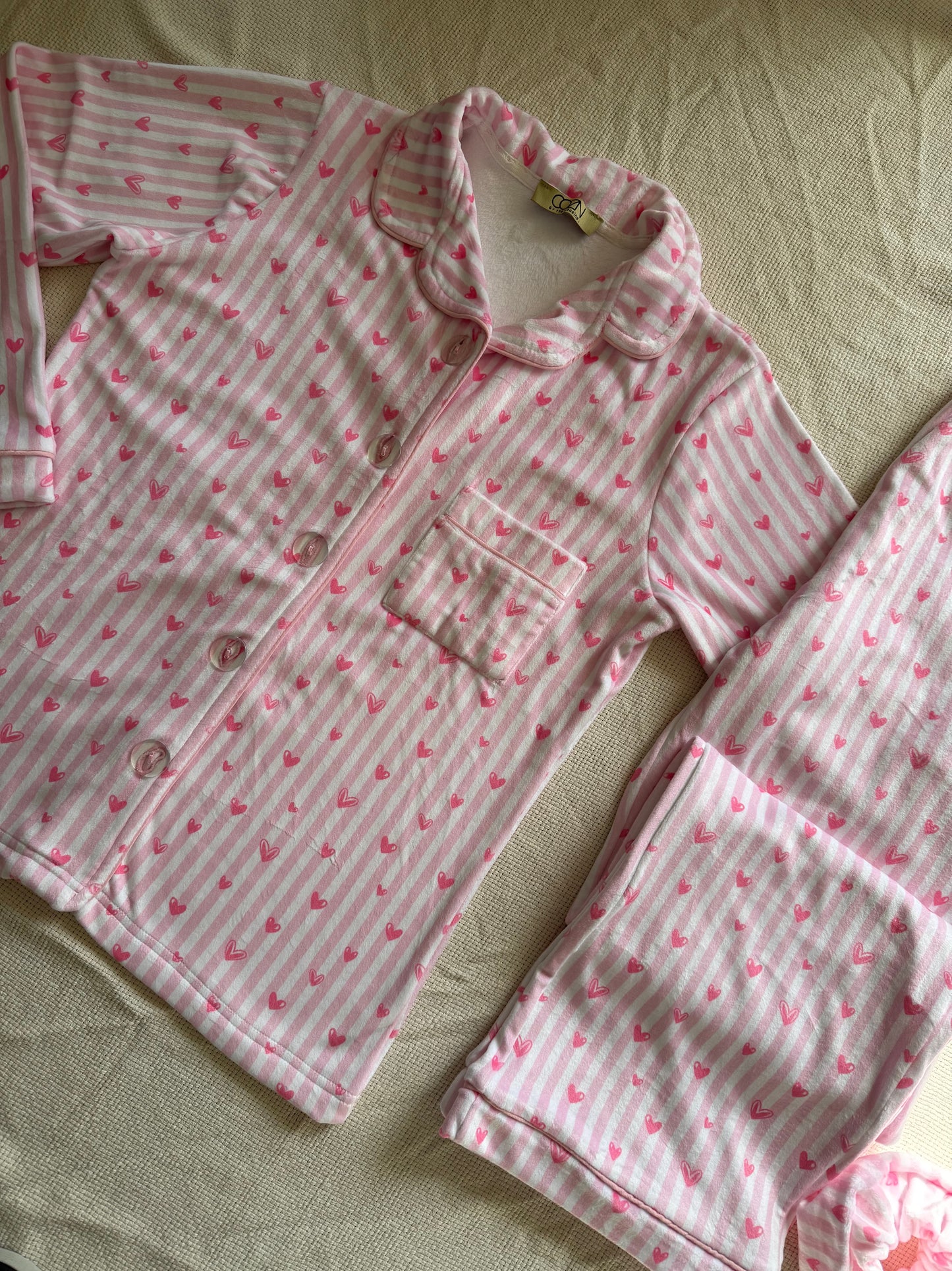 Cozn -Lovely Stripes💗- velvet pj (pinky heart edition)