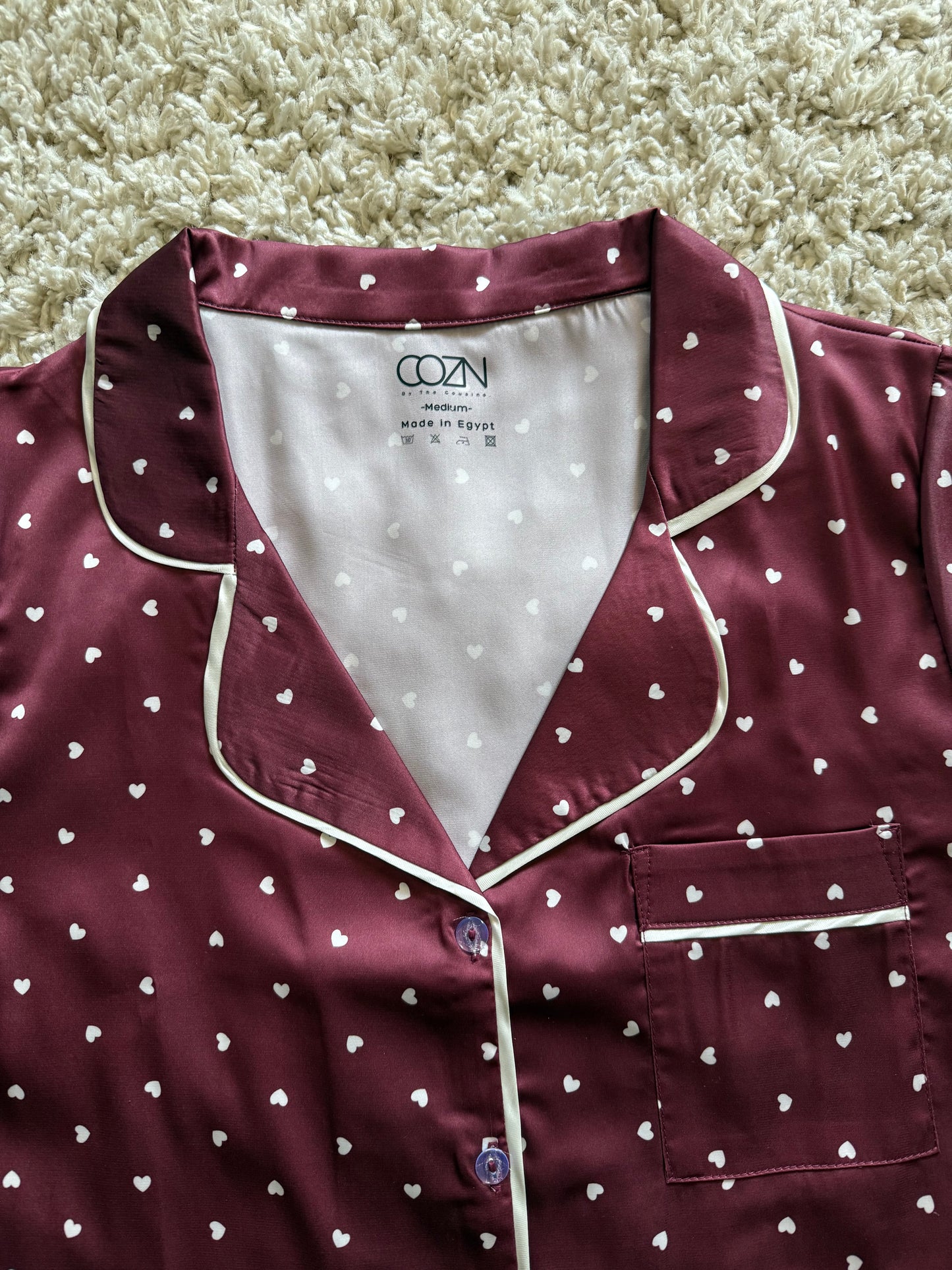 Cozn “Burgandy Love” satin short pj 💌