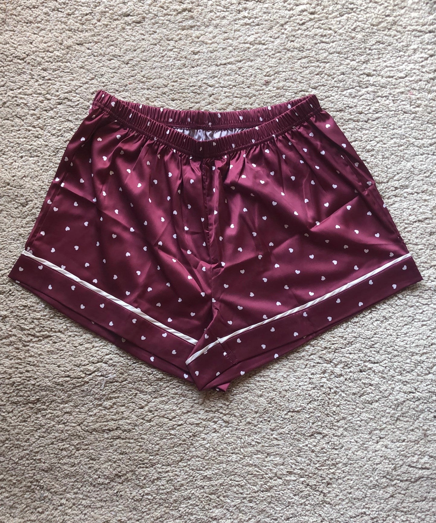 Cozn “Burgandy Love” satin short only 💌
