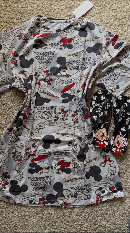 Mickey night shirt with matching flipflop