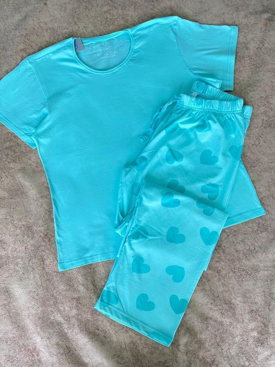 OUTLET Heart half sleeves & long pants pj