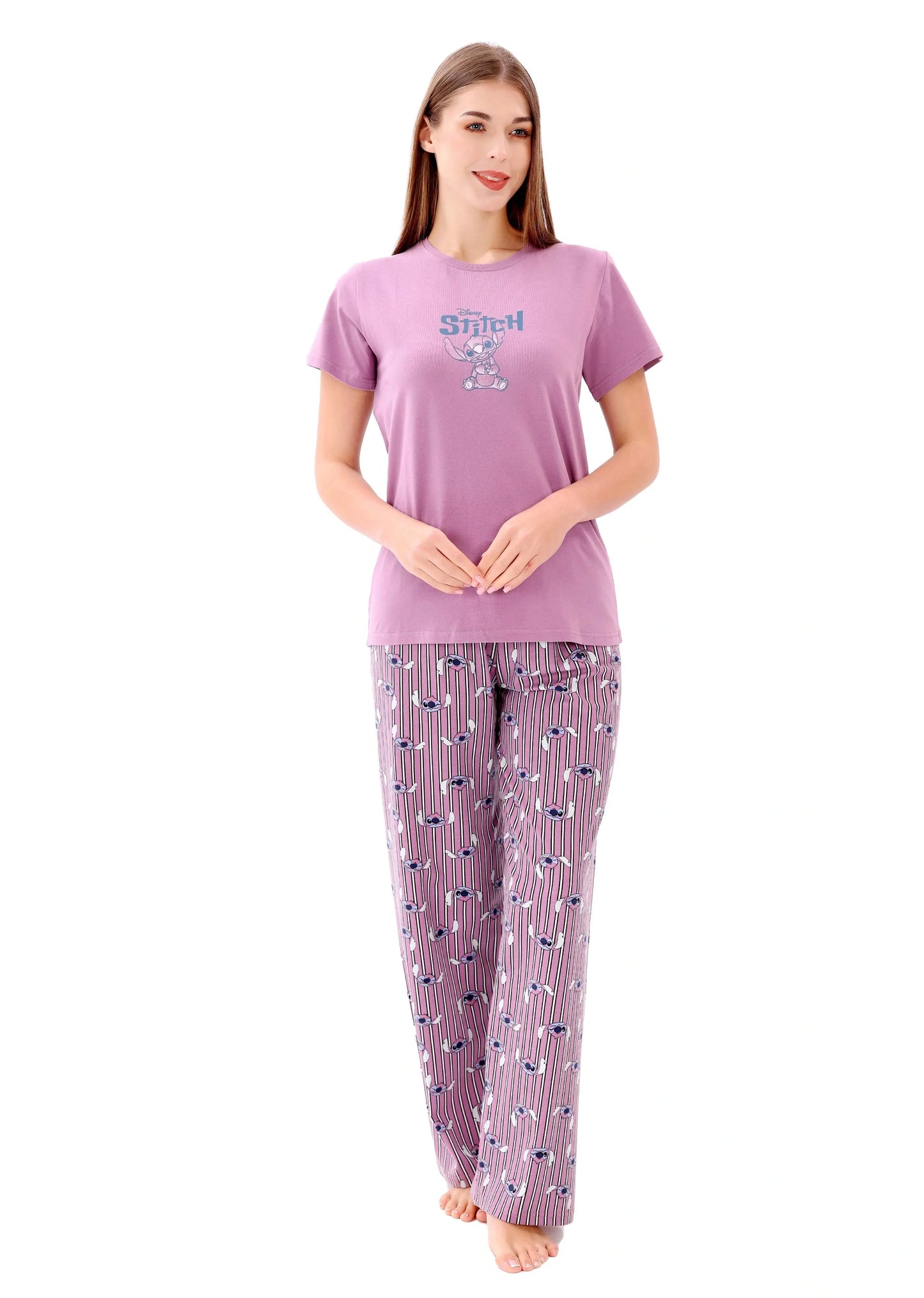 Stitch half sleeves & long pants pj