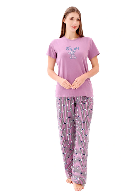 Stitch half sleeves & long pants pj