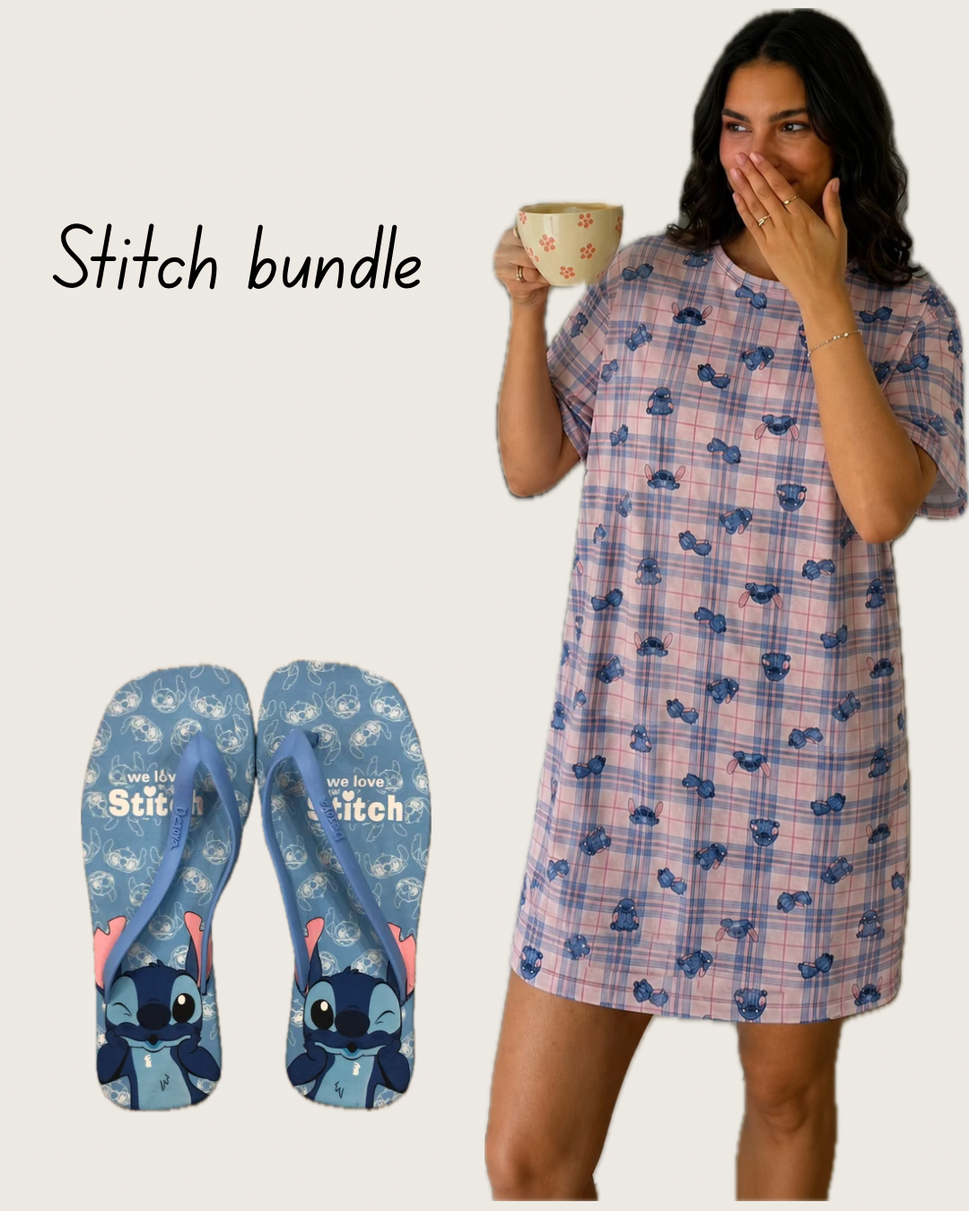 Stitch Night shirt + flipflop bundle